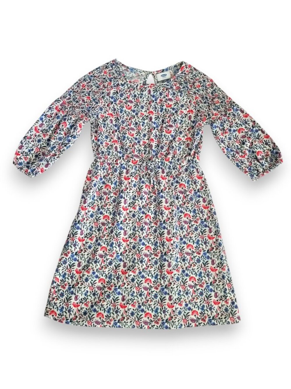 Old Navy Girls Floral Hedgehog Dress Size L 10-12 Smocked Long Sleeve